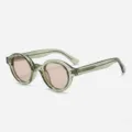 Vintage runde Sonnenbrille für Damen und Herren, grüner Rahmen, rosafarbene Gläser, UV-Schutz. - Hellgrüner Rahmen Hellbraune Gläser