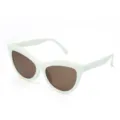 White cat-eye sunglasses for women, retro fashion eyewear with brown lenses for daily wear. - Beige Frame Tea Lens