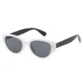 White retro cat eye sunglasses for women, trendy thick frame uv protection sun glasses. - Regular UV400 Lenses / White Frame Gray Lens