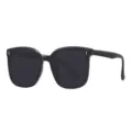 Klassische schwarze Oversize-Sonnenbrille mit Metall-Akzenten für stilvollen Sonnenschutz. - Normale Linse / Schwarzer Rahmen Graue Gläser