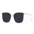 Modische Damen Sonnenbrille mit hellem beige Gestell und dunklen UV Schutz Glaser. - Cremeweißer Rahmen Graue Gläser