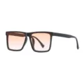 Herren stilvolle quadratische Sonnenbrille mit braunen Verlaufsgläsern für Outdoor und Autofahren. - Schwarzer Rahmen Sunset Glas