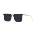 Modische quadratische Herren Sonnenbrille in Beige mit dunklen polarisierten Gläsern für Outdoor. - Cremeweiß Grau Gläser