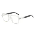 Transparent square large frame anti blue light glasses clear frame gradient black temples - Clear