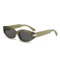 Gafas de sol ovaladas de ojo de gato para mujer, montura verde con protección UV. - Montura Verde Oliva Lentes Grises