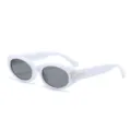 Modieuze witte ovale cat eye zonnebril voor dames, retro zonbescherming bril hoofdaanzicht. - Wit Frame Grijze Lenzen
