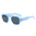 Hellblaue klobige Sonnenbrille Retro Dopamin Stil Bonbonfarbene Sonnenbrille Damen UV400 - Himmelblauer Rahmen Graue Gläser