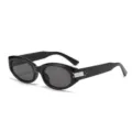 Trendy retro ovale cat-eye zonnebril voor dames stijlvolle zwarte zonbescherming - Zwart Frame Zwart Grijze Glazen