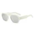 Retro kleine Sonnenbrille für Damen, weißer dicker Rahmen mit silbernen Spiegelgläsern. - Elfenbeinweißer Rahmen Quecksilbergläser