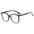 Black square blue light blocking glasses frame, stylish large face slimming optical eyewear. - Black Frame Anti-Blue Light