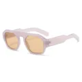 Modische halbdurchsichtige lilafarbene Polygon Sonnenbrille mit gelben Gläsern Damen UV400. - Transparenter lila Rahmen Tee Linsen