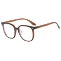 Brown square blue light blocking glasses, stylish large frame optical eyewear for daily wear. - Dark Tea Frame Anti-blue Light