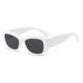 White thick frame cat eye sunglasses for women, stylish UV protection fashion street shades. - White Frame Black Grey Lens