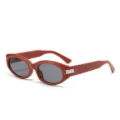 Rode ovale cat-eye zonnebril voor dames, retro zonnebril met stijlvolle metalen decoratie. - Oranje Rood Frame Grijs Glas