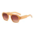 Vintage transparente karamellfarbene Sonnenbrille mit stilvollen braunen Farbverlaufsgläsern. - Oranger Rahmen Doppelbraune Gläser