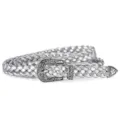 Silver braided belt for women with vintage carved metal buckle, casual jeans waist belt - Total Length 108cm / Silver