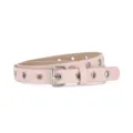 Cintura rosa in ecopelle per bambini con occhielli metallici e fibbia classica vista principale - 86cm x 1.8cm / Rosa