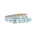 Light blue PU leather grommet belt with metal eyelets and silver buckle variant. - 86*1.8 cm / Light Blue