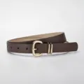 Damen Ledergürtel dunkelbraun mit goldener Schnalle, eleganter minimalistischer Taillengürtel. - Kaffeebraun