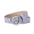 Purple glitter star belt with silver heart buckle for kids and adults, stylish PU leather. - Purple Star