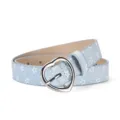 Light blue glitter star PU belt with silver heart buckle for women and daily fashion wear. - Sky Blue Star