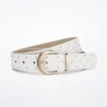 Stijlvolle witte lederen riem met gouden studs en chique gesp modieus vrouwen accessoire - Nieten Riem (1411) / Standaard Pakket / Wit