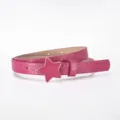 Children fashion pink star belt cute girls decorative leather belt for jeans casual use - Rose Red