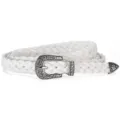 White braided belt with vintage silver tone engraved buckle and tip for women casual outfit - Total Length 108cm / White