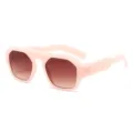 Rosa klobige Retro-Sonnenbrille mit braunen Gläsern, modisches Dopamin-Candy-Design für Damen. - Transparenter Rosafarbener Rahmen Teegläser
