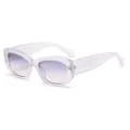 Translucent frosted cat eye sunglasses with purple gradient lenses for women fashion street style. - Transparent Purple Frame Gray Pink Lens