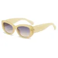 Chic gradient cat-eye sunglasses for women, trendy beige thick frame UV protection street style. - Yellow Frame Grey Brown Lens