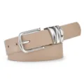 Stylish women's leather belt casual dress jeans waist belt with silver metal buckle - 108*2.8cm / Khaki