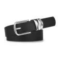 Stylish women black leather belt with silver pin buckle, perfect for dresses and jeans. - 108*2.8cm / Black