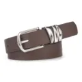 Women brown leather belt with stylish silver pin buckle casual dress jeans accessory - 108*2.8cm / Coffee