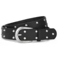 Cintura donna larga in pelle nera con doppia fila di borchie stile punk per jeans - 109*3.8CM / Nero