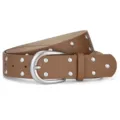Elegante cintura larga da donna marrone con doppia fila di borchie stile punk per jeans - 109*3.8CM / Cammello