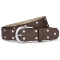 Cintura Donna Pelle Borchiata Punk Marrone Doppia Fila Rivetti Accessorio Jeans - 109*3.8CM / Caffè