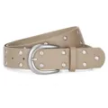 Cintura in pelle larga da donna con borchie in metallo argentato stile punk taupe. - 109*3.8CM / Kaki