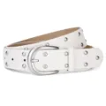 Donna bianco largo cintura in pelle con borchie stile punk doppia fila di borchie jeans - 109*3.8CM / Bianco