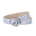 Glitter PU leather belt with heart-shaped buckle, casual stylish waist belt for women. - Sky Blue Gradient
