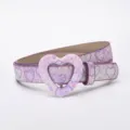 Ceinture enfant paillettes violettes avec boucle cœur, accessoire élégant pour look quotidien. - Cœur Violet