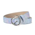 Glitter Heart Buckle PU Belt Blue Variant - Trendy Casual Kids & Adult Waist Belt - Sky Blue Heart
