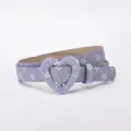 Kids purple glitter star belt with heart buckle, stylish casual daily accessory for children. - Purple Star