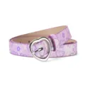Purple glitter belt with heart buckle, stylish PU leather thin belt for kids and adults. - Purple Heart