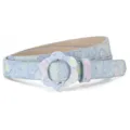 Cintura glitter per bambini con fibbia a fiore elegante cintura sottile casual unisex - Motivo Cuore Blu