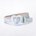 Glitter children belt with cute pastel heart buckle, stylish casual accessory for kids. - Blue Heart