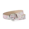 Glitter Heart Buckle PU Belt Children Casual Decorative Fashion Waistband Variant - Light Green Flower