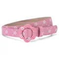Cintura per bambini glitterata rosa con motivo a stelle bianche e fibbia a fiore - Stella Rosso Rosa