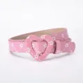 Pink glitter children belt with cute heart buckle and white star pattern casual accessory. - Rose Red Star