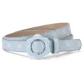 Cintura glitter blu per bambini con stelle bianche e fibbia a fiore per look casual. - Stella a cinque punte blu cielo